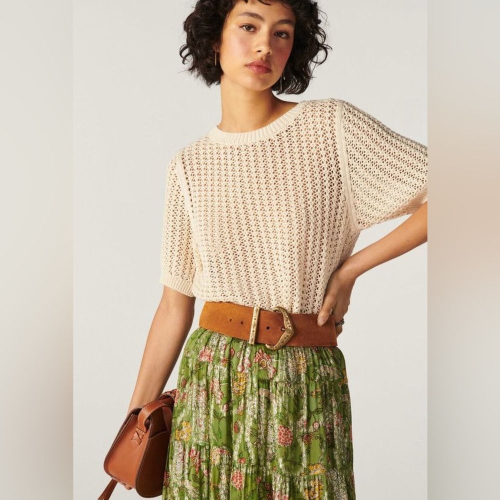 NWT BA&SH Jack Short Sleeve Sweater in Ecru Size Medium